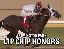 PYC Fancy Return give jockey Mario Delgado the first of his three wins on May 24 at Remington Park. The triple helped earn Delgado the Lip Chip Jockey of the Week Award