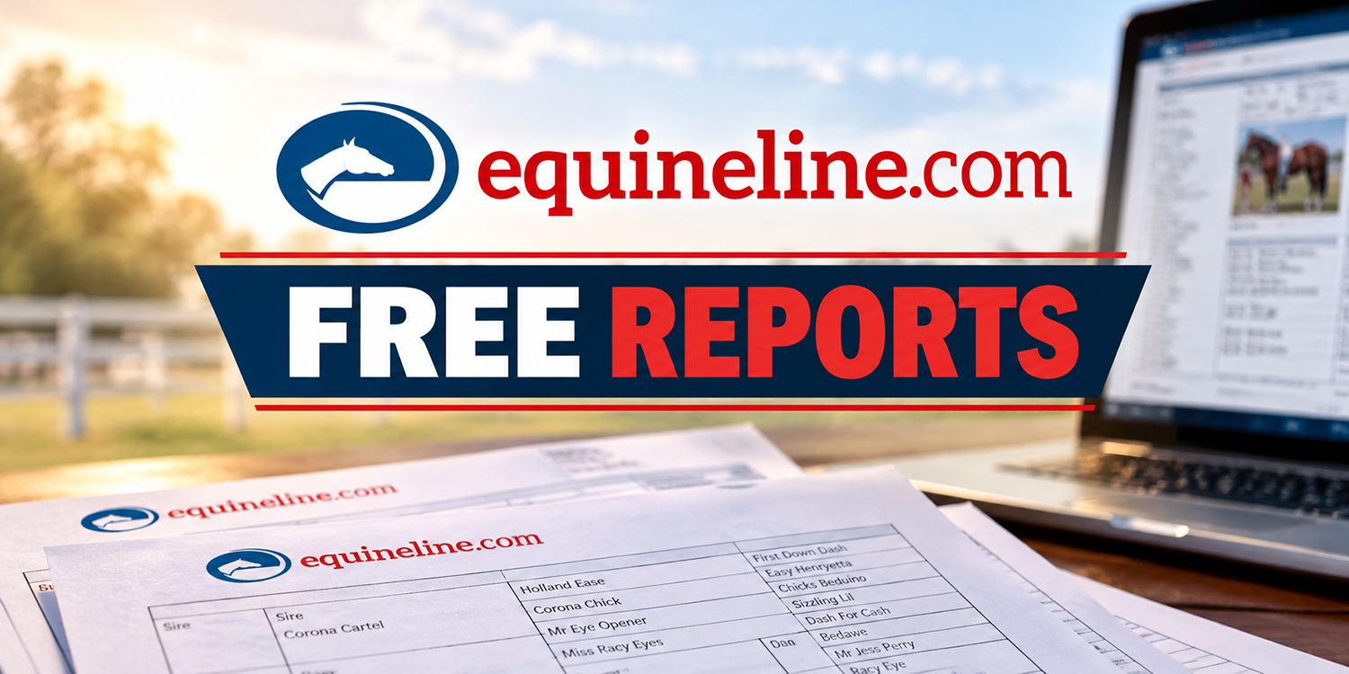 Special promotion includes free mare produce records and sire crop analysis reports for Quarter Horse breeders and owners.