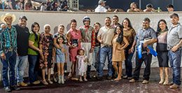 The winning connections of Ttt La Kas accept the Lakeview Dash stakes trophy at Delta Downs on Saturday.