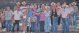 The winning connections of Ima Fancy Eye Opener accept the $200,074 Speedhorse Futurity [G3] trophy at Fair Meadows on Saturday.
