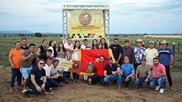 The winning connections of Luiz Straw HRZ accept the Haras Germano Championship trophy on Sunday.