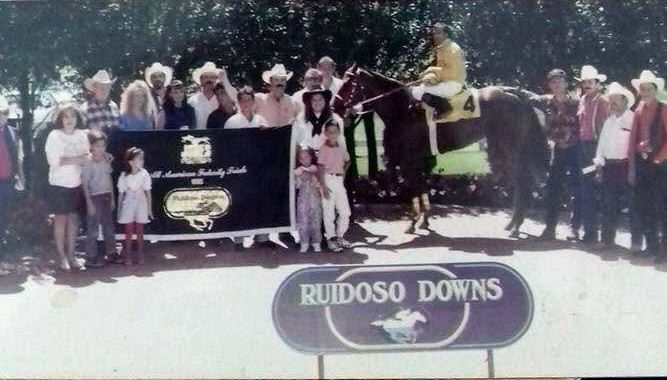 Shake The Banks winning connections from the 1995 All American Futurity trials. She placed second in the finals.