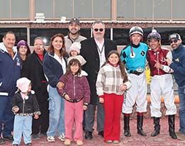 Christian Ramos was joined by family and friends to accept the 2025 Sunland Park Leading Quarter Horse Jockey trophy.