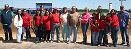 The connections of Apolitical Wagon accept the $117,286 QHRAI Stallion Service Auction Derby winning trophy at Horseshoe Indianapolis on Saturday.