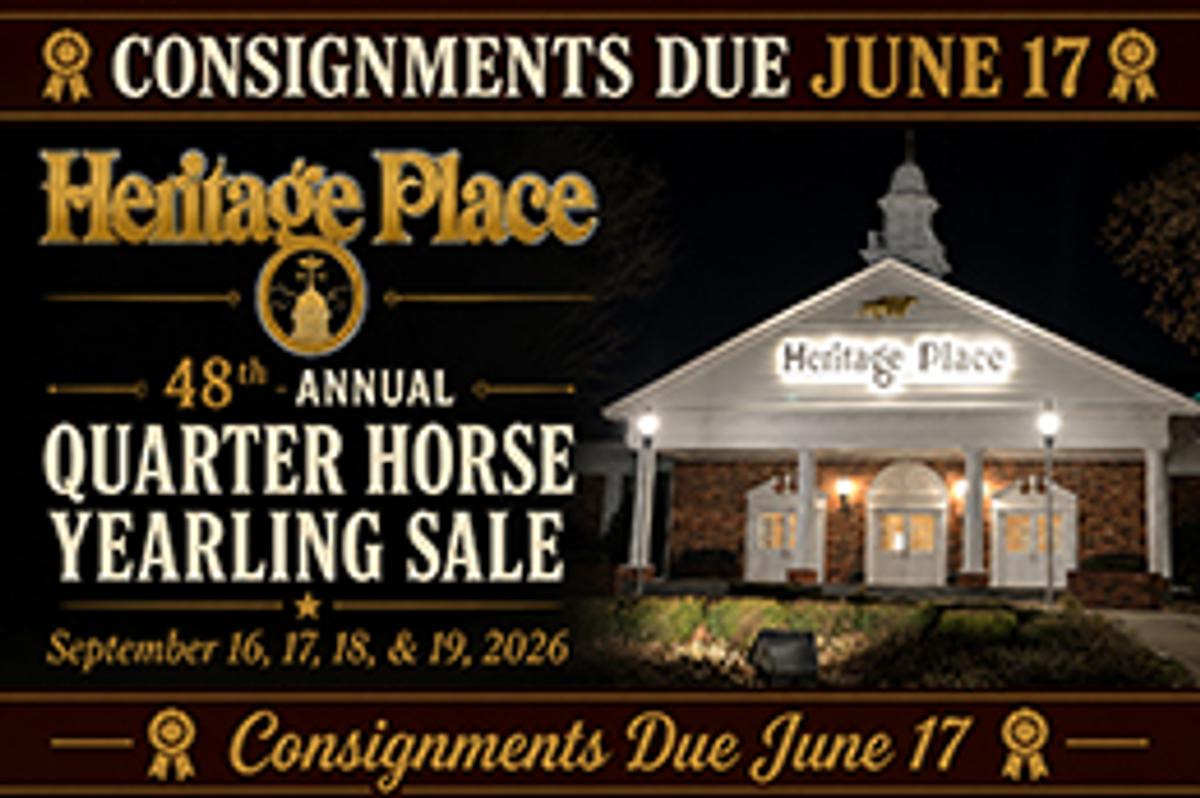 Heritage Place consignments for the 2026 Yearling Sale are due by June 17.