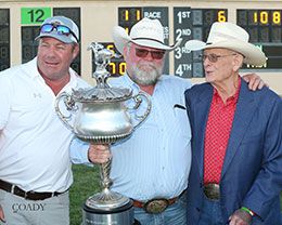 All American Futurity winning owners Ware Brown, Tod Bradley and Gene Bradley.