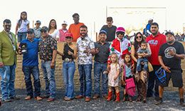 The winning connections of Jc The Hitman accept the Easy Jet Stakes trophy on Saturday at Remington Park.