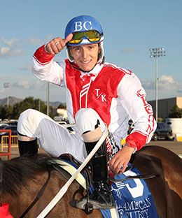 Triple Crown winning jockey Bryan Candanosa rode four stakes winners on Monday.