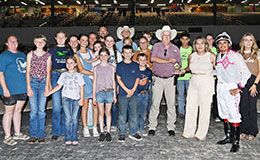 The winning connections of Fabulous Casina accept the Sam Houston 250 Stakes trophy on Saturday.