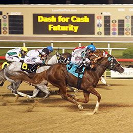 Kiss My Maruska (#9) winning the Grade 2 $432,990 Dash For Cash Futurity(G2) at Lone Star Park.
