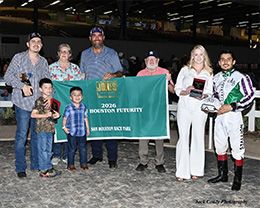 The winning connections of DK Bonita Jess accept the $655,100 Sam Houston Futurity trophy on Saturday.