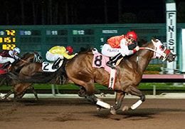 Unrelentless winning the Town Policy Handicap at Los Alamitos.