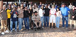 The winning connections of Flashtoglory accept the NM Classic QH Fillies & Mares Championship-G1 trophy at Zia Park on Sunday.