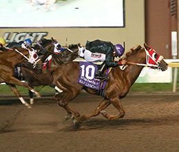 San Lencho winning the Grade 1 $1,207,640 Heritage Place Futurity(G1) at Remington Park.