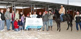The winning connections of Can D Girl accept the Cherokee Stakes trophy on Sunday at Sandy Ridge at The Red Mile.
