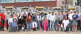 The winning connections Smyly accept the Rocky Mountain QH Derby stakes trophy on Sunday afternoon at Arapahoe Park.