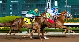 Jess A Lucky Charm winning for trainer Jose Flores.