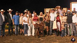 The winning connections of Apollirevenge accept the Heritage Place Futurity stakes trophies at Remington Park.
