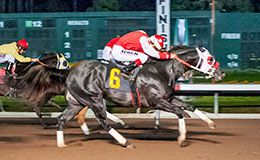 Politiko, under jockey Eduardo Nicasio, defeats Sc Time To Run in the $50,000 Los Alamitos Two Million Juvenile.
