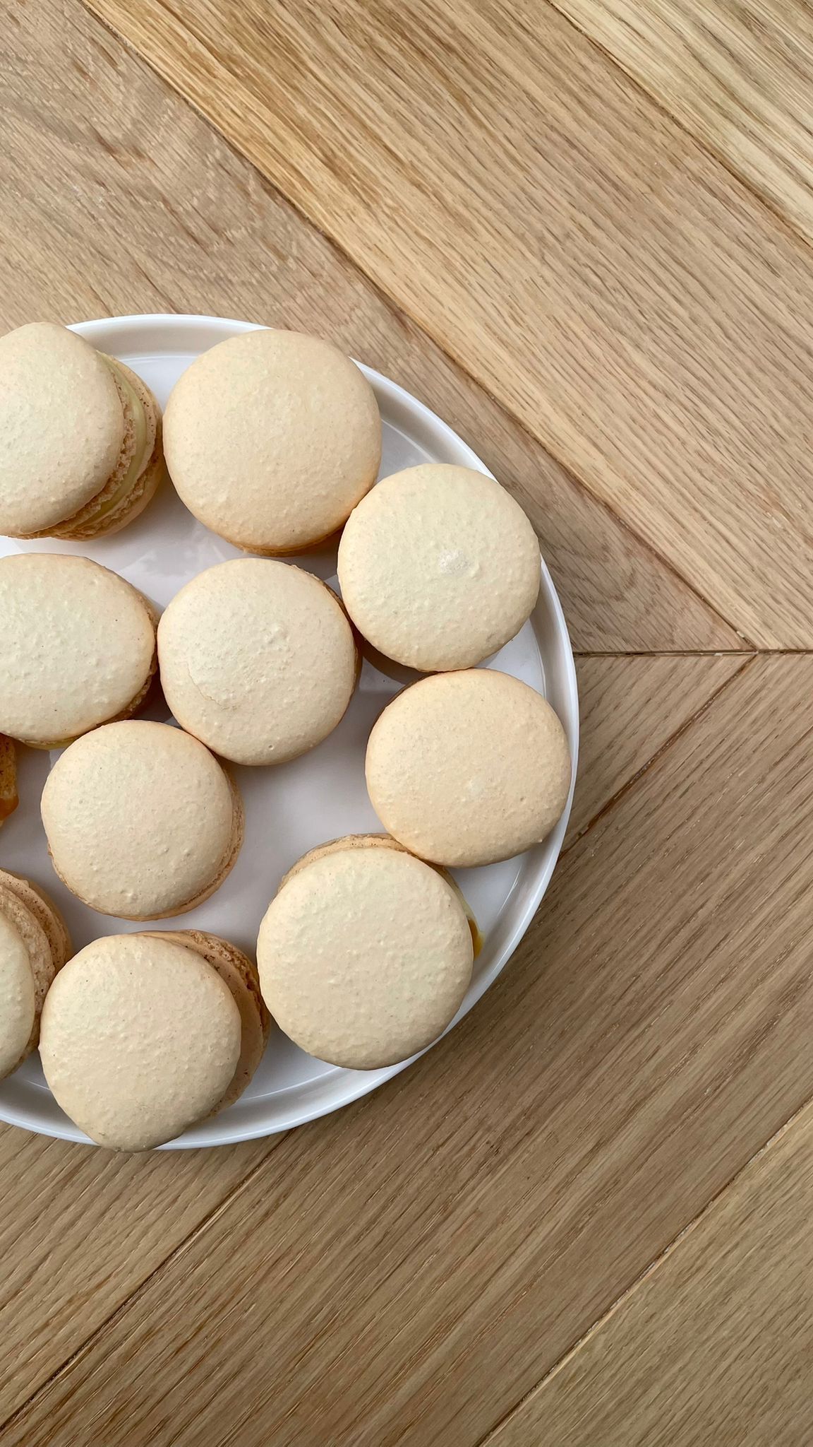 Macarons con ganache al cioccolato bianco e caramello salato