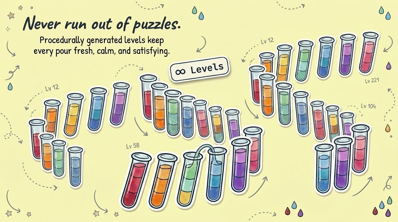 Endless levels in Color Sort Game