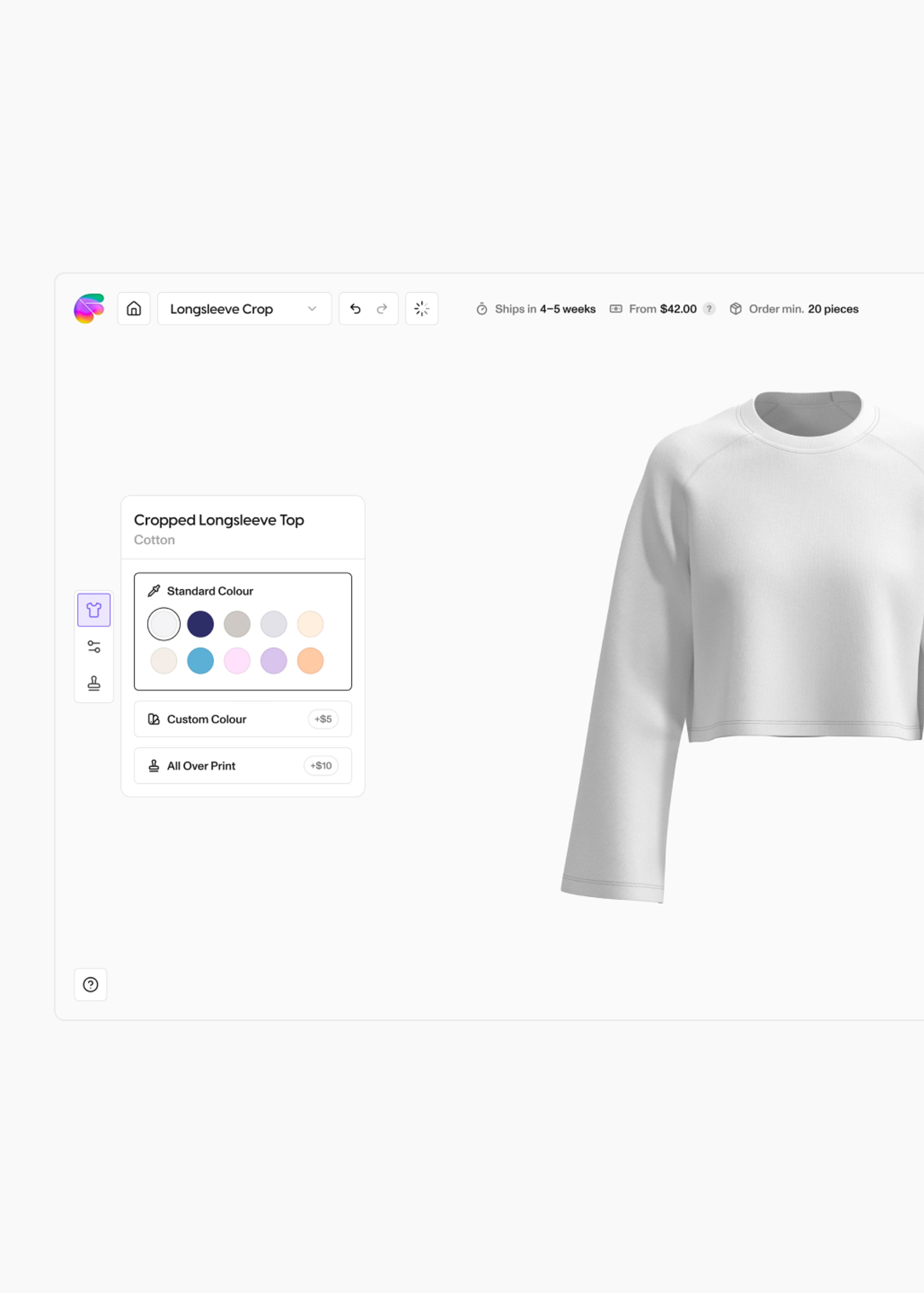 Screenshot of the Fabra web app where a user can create and edit their clothing item