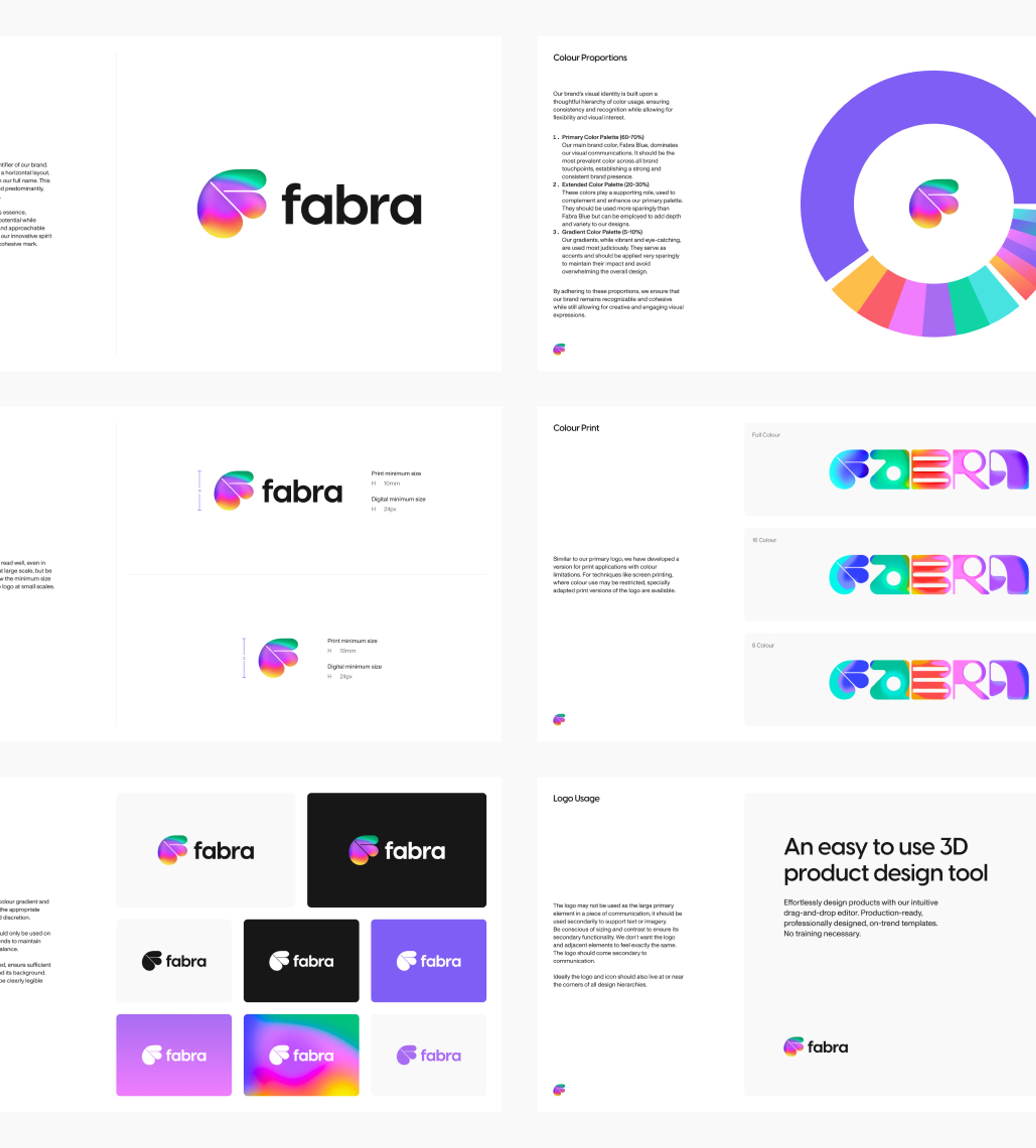 Image showing a selection of different pages taken from the Fabra Brand Identity guidelines