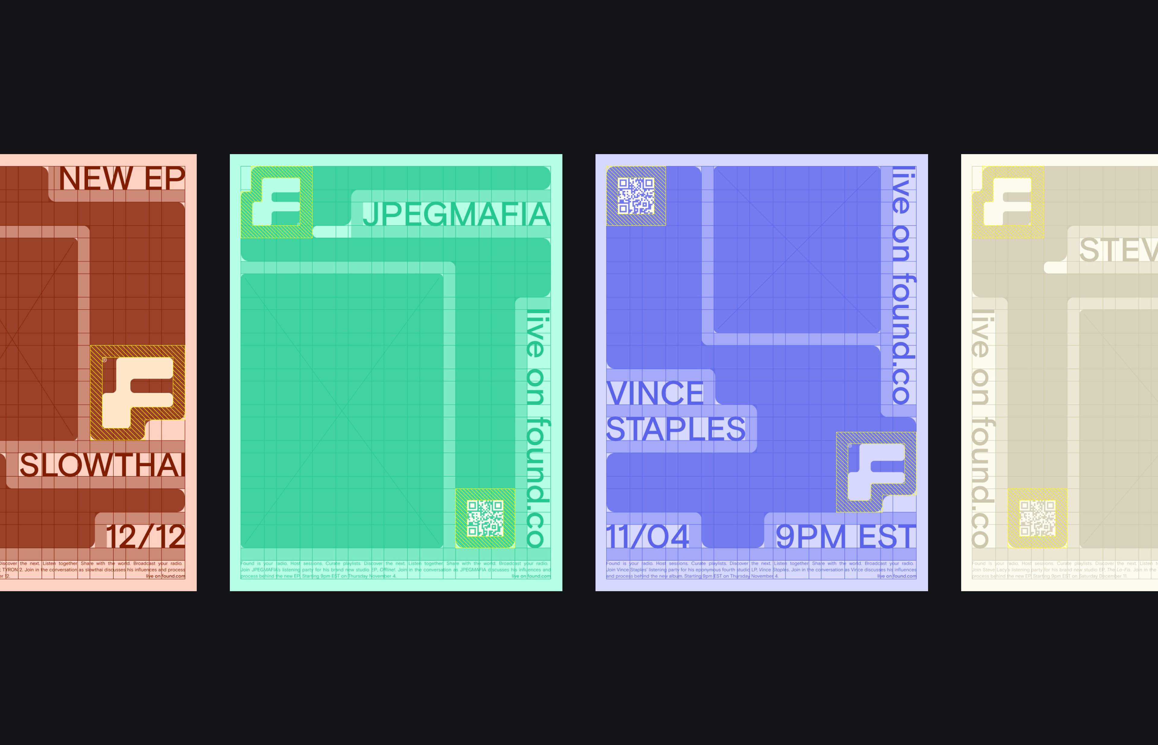 Image of how the Found posters are constructed showing the layout and grid