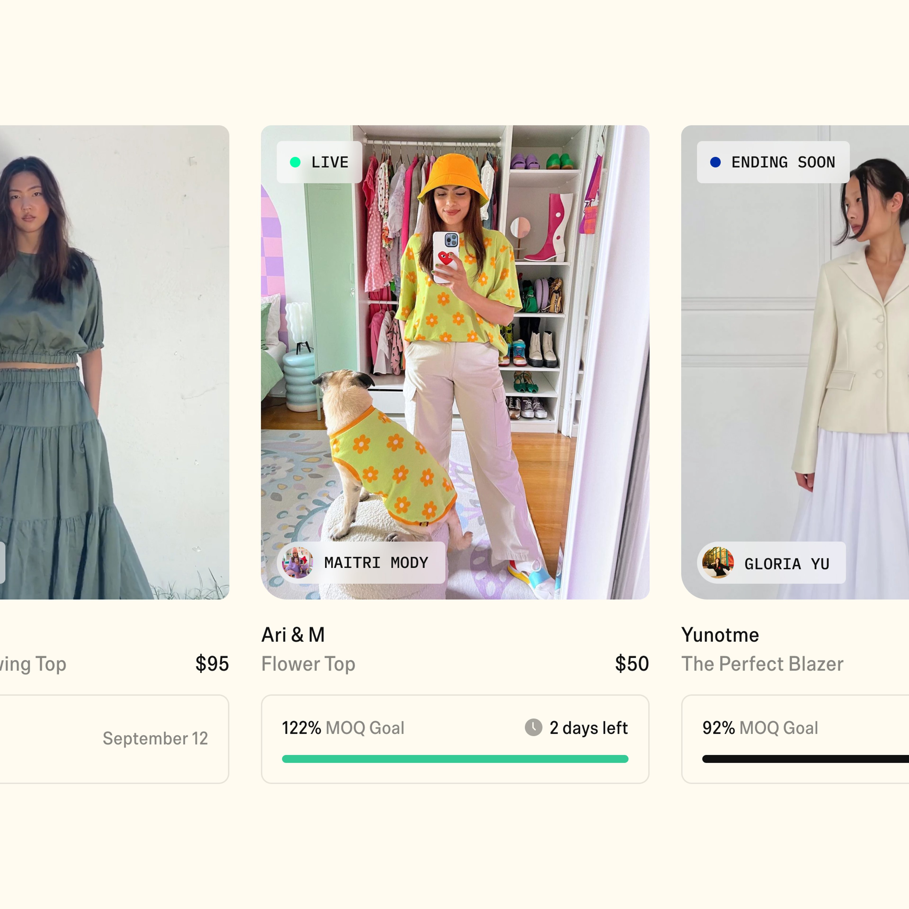 Image showing product modules from the Banana website
