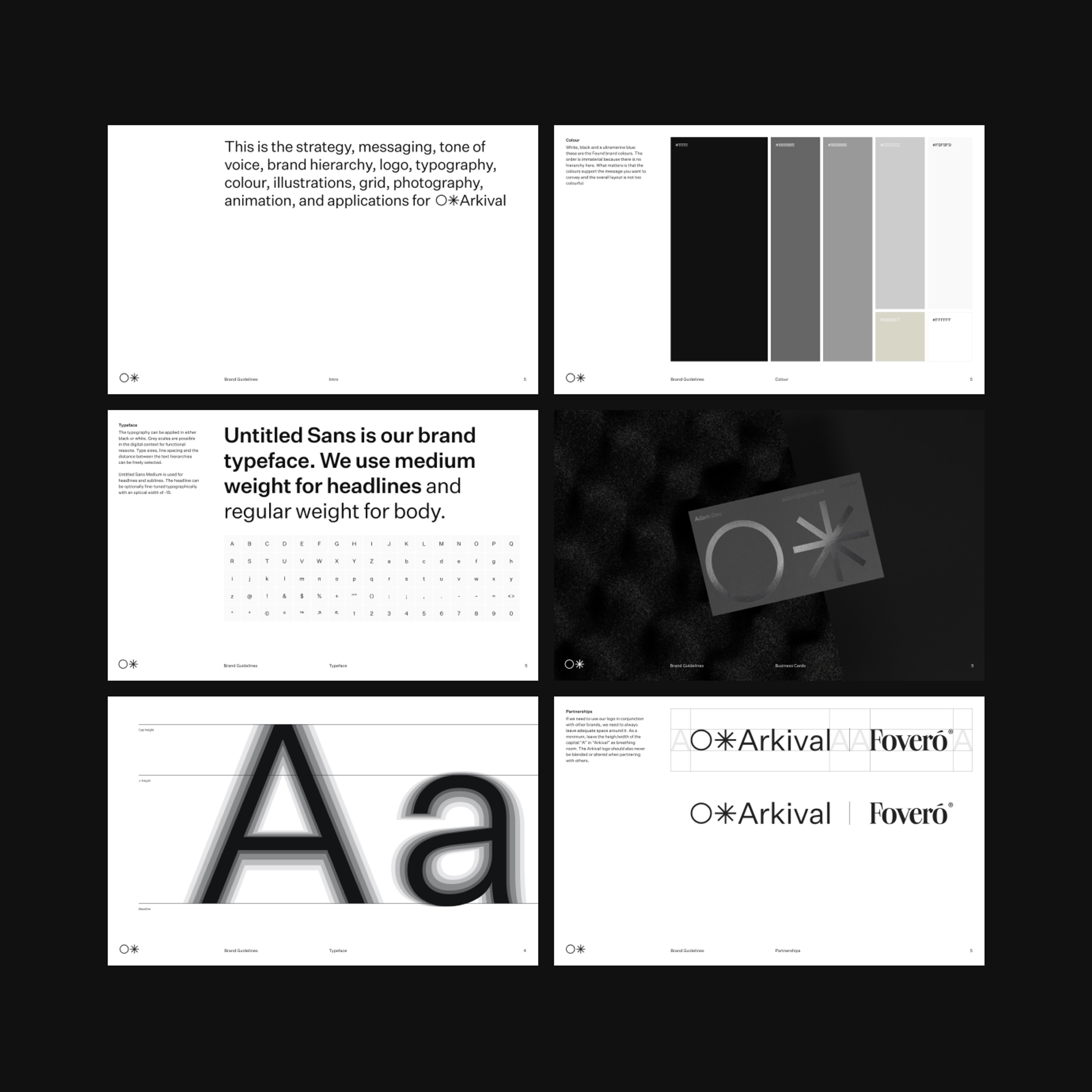 Image of various slides from the Atrium brand guidelines