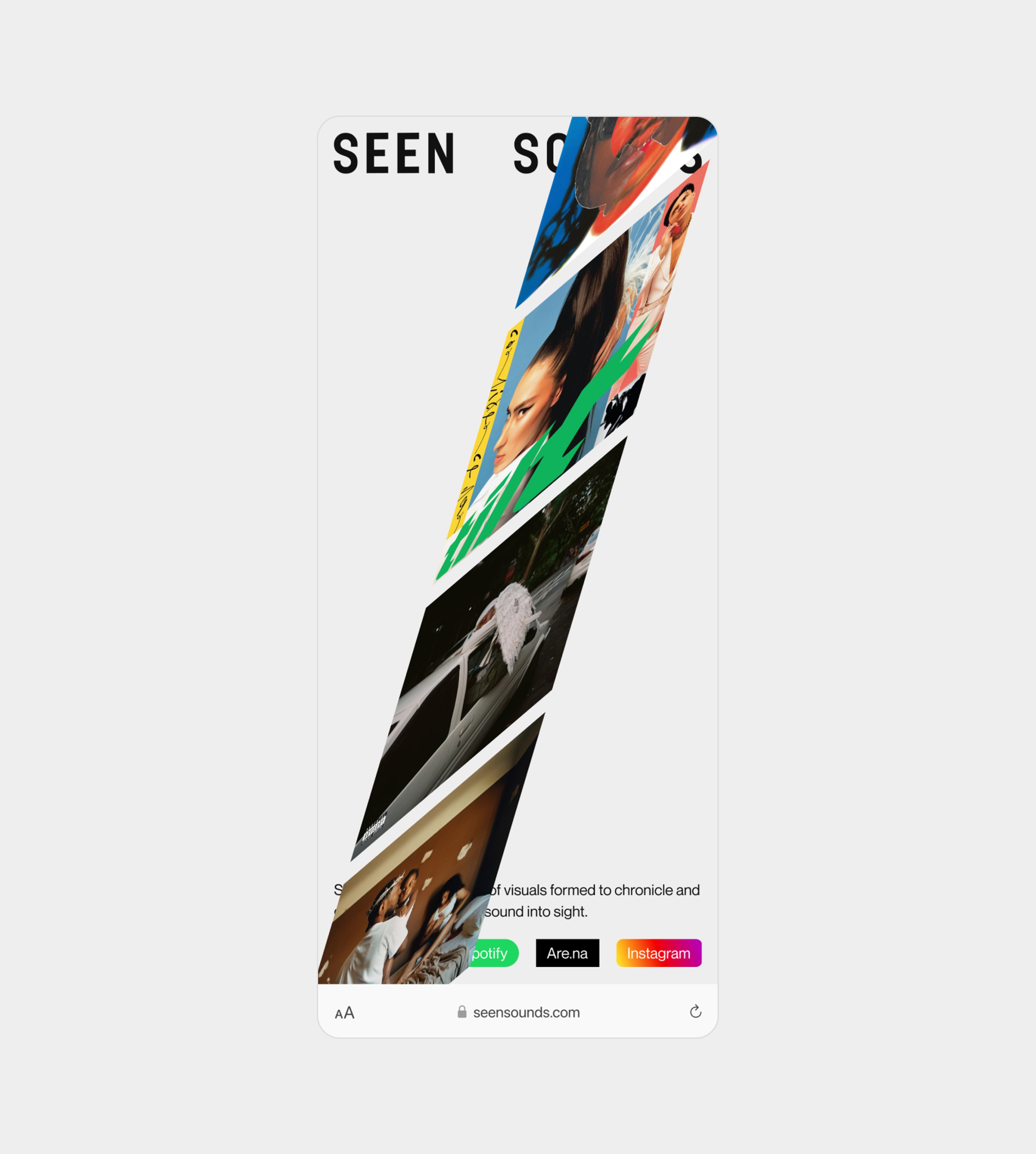 Image of mobile version of Seen Sounds initial load animation 