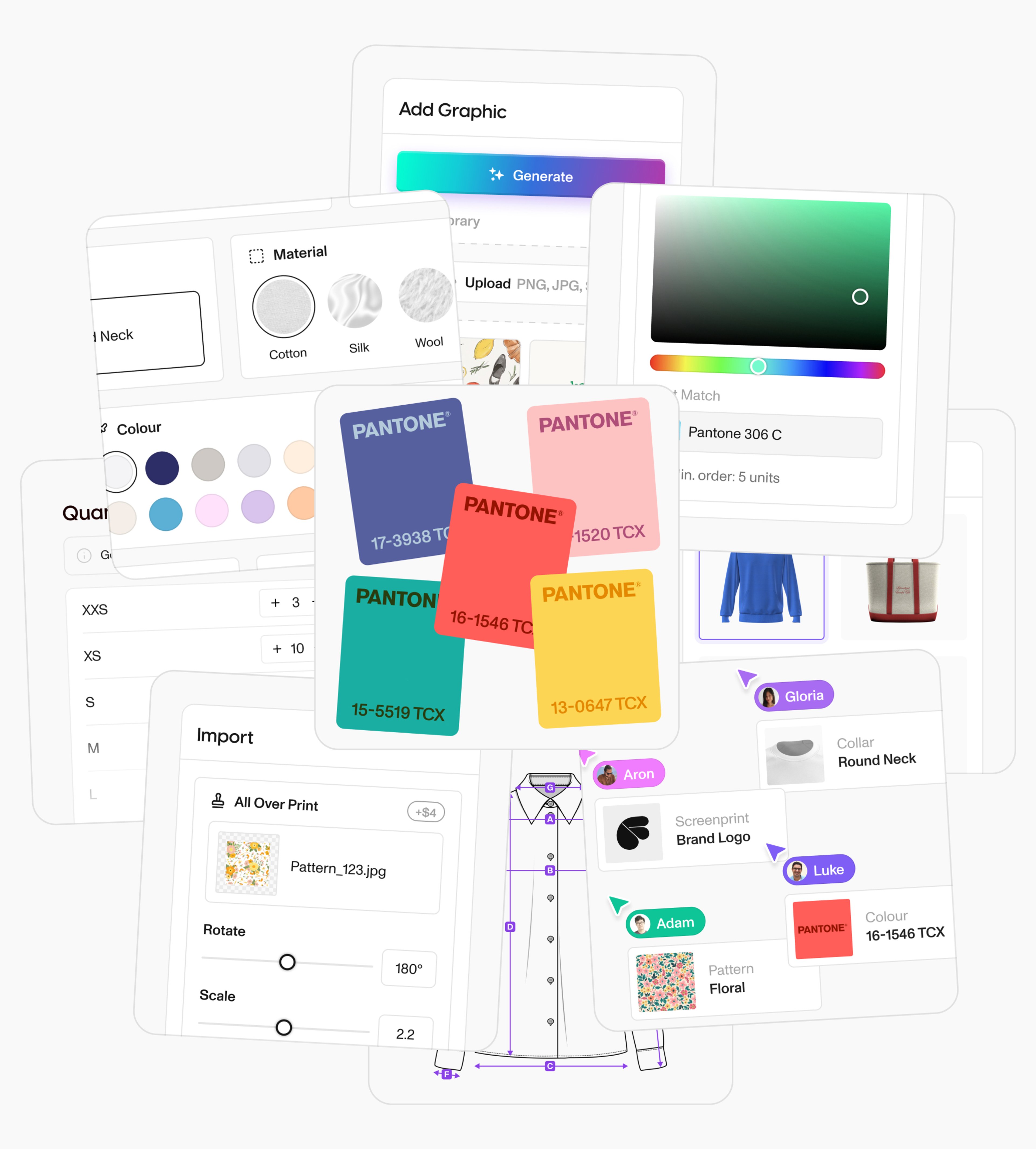 Image showing different UI components used on the Fabra website