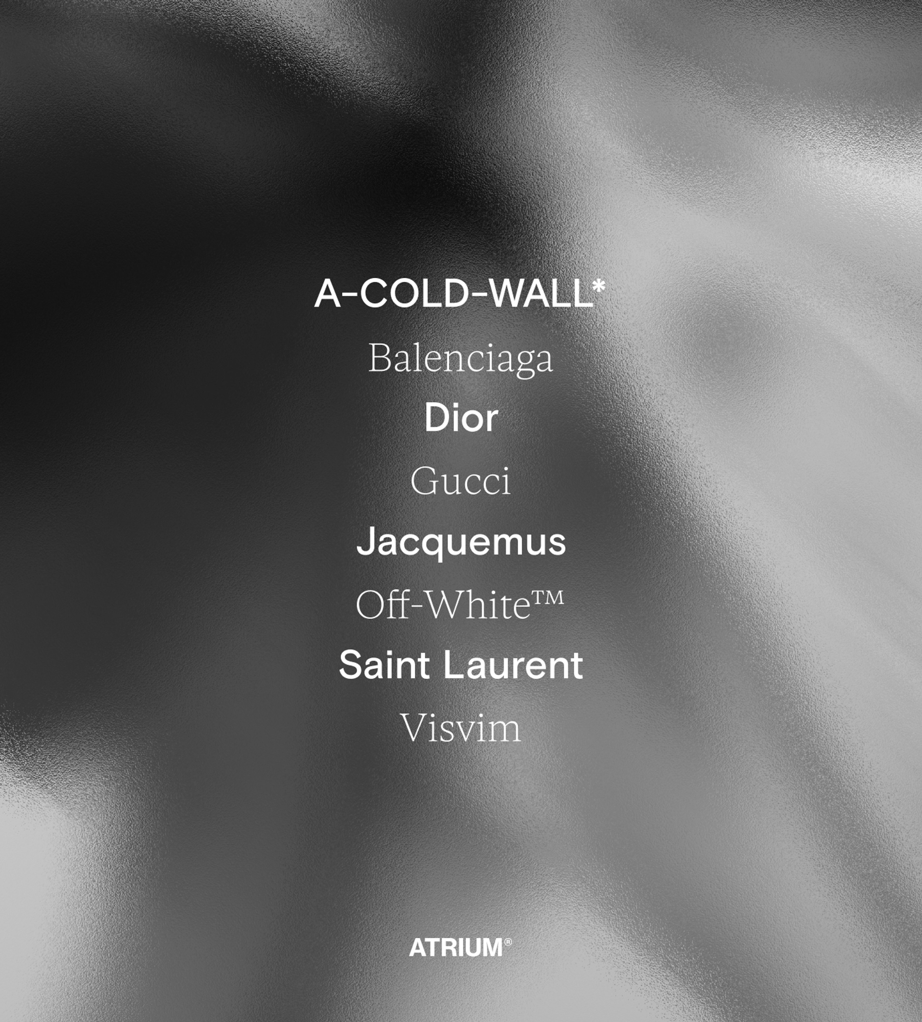 Image of a banner from Atrium website showing the different brands the ecommerce store sells.