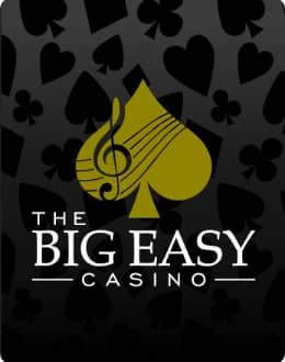 Big Easy Casino logo with custom background containing spades, clubs, and hearts