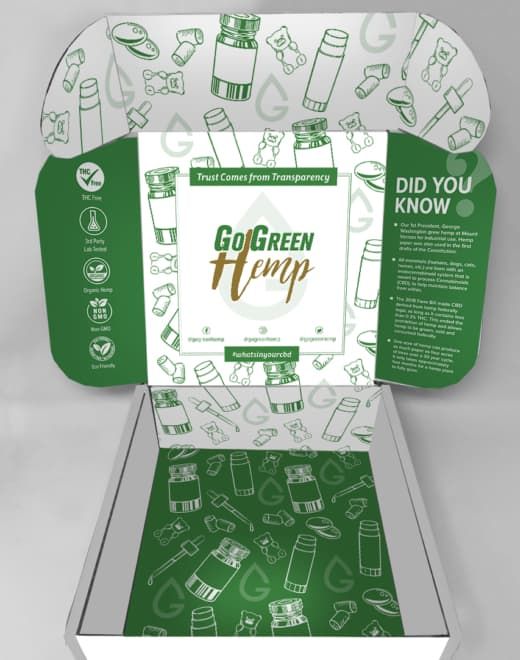 GoGreen box with custom branding in green and white