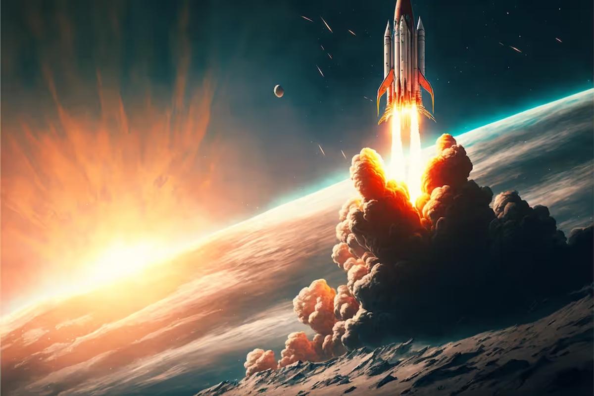 A rocket launching, illustrating a website going live