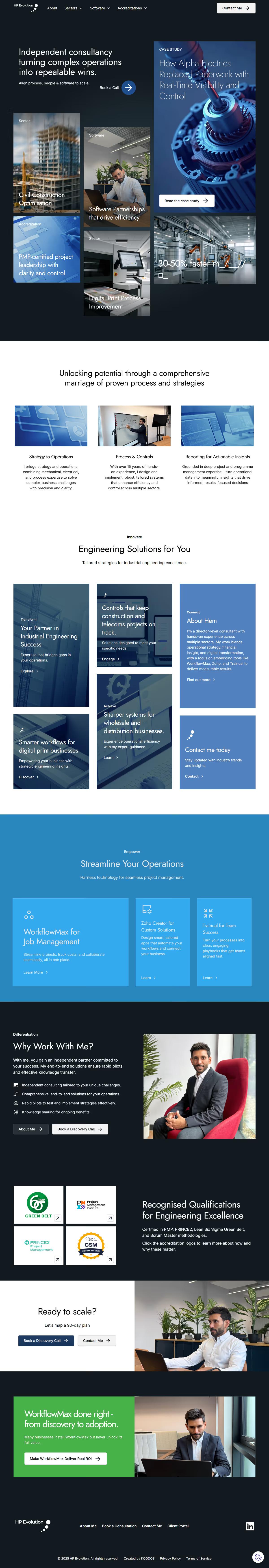 HP Evolution homepage, full page