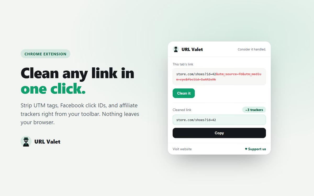 The URL Valet web app