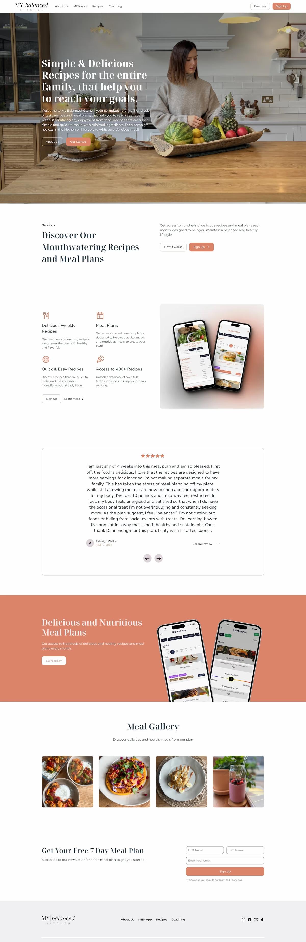 My Balanced Kitchen homepage, full page