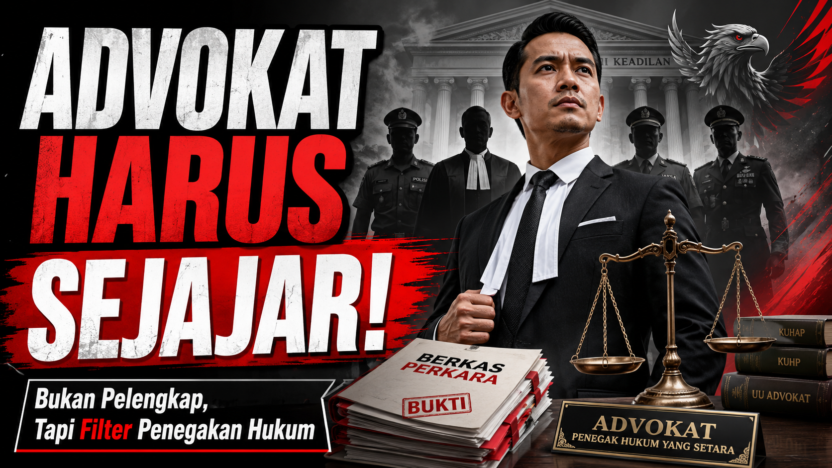 ADVOKAT HARUS BERDIRI SEJAJAR DENGAN PENEGAK HUKUM LAINNYA: BUKAN PELENGKAP, TETAPI FILTER PENEGAKAN HUKUM