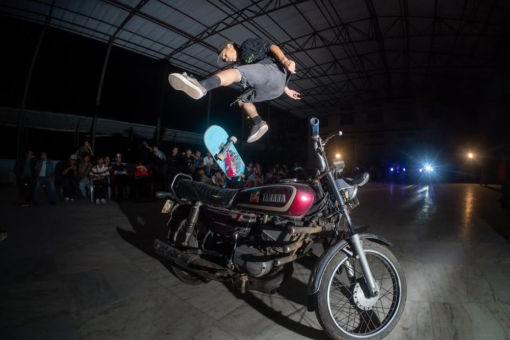 Skaters celebrating Go Skate Day in Agartala, Tripura