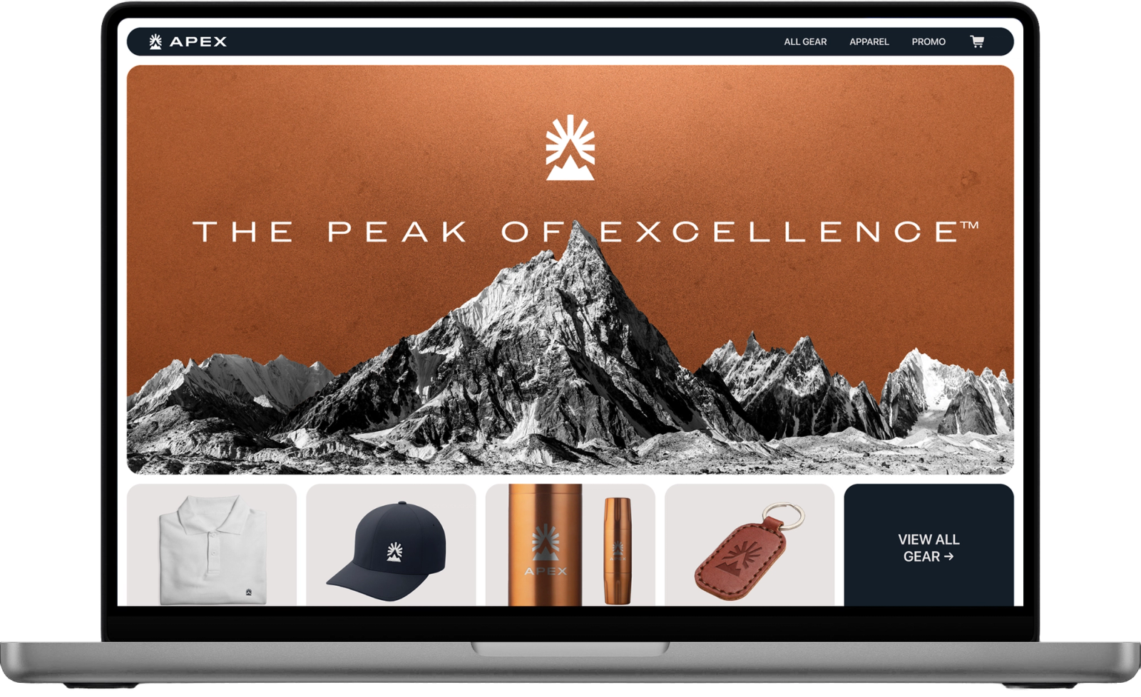 Laptop displaying a custom branded online company store