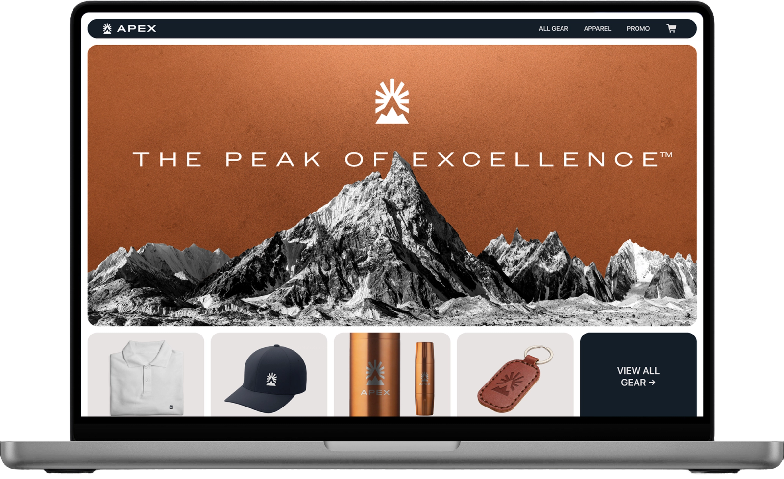 Laptop displaying a custom branded online company store