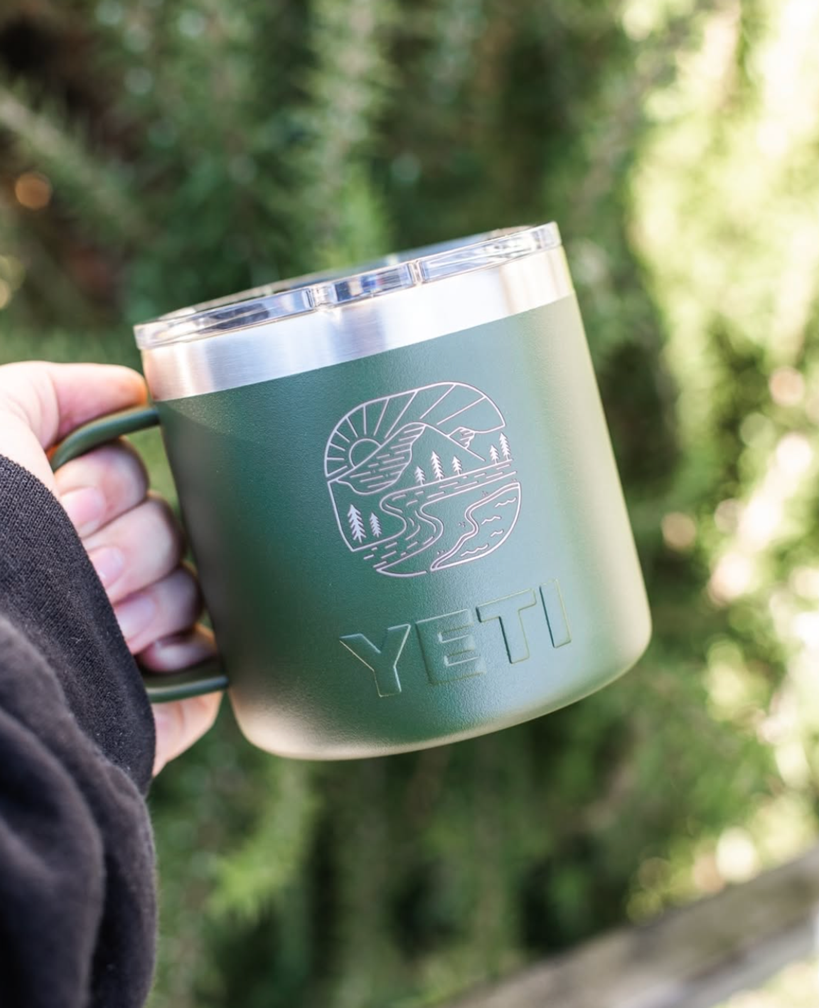 Custom engraved forest green yeti