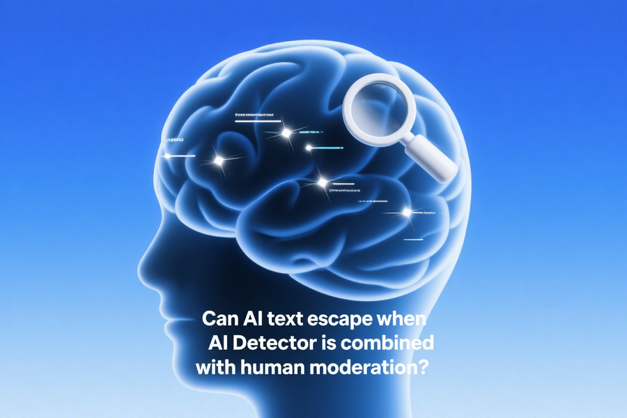 Can AI text escape when AI Detector is combined with human moderation?