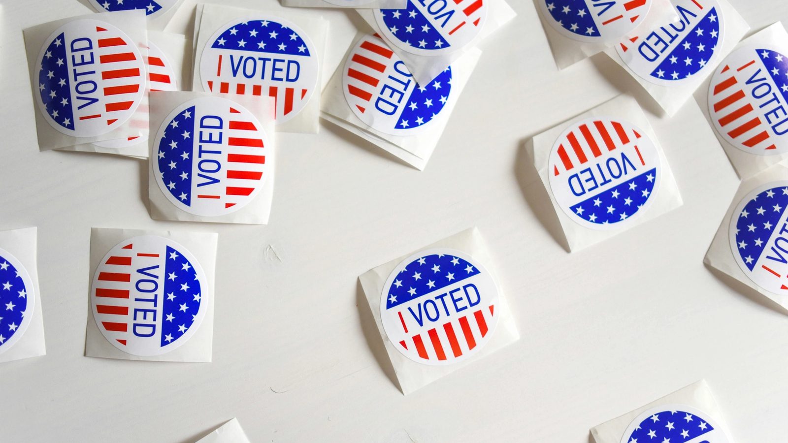Main Image. 'Voted' stickers with a Star-Spangled Banner theme