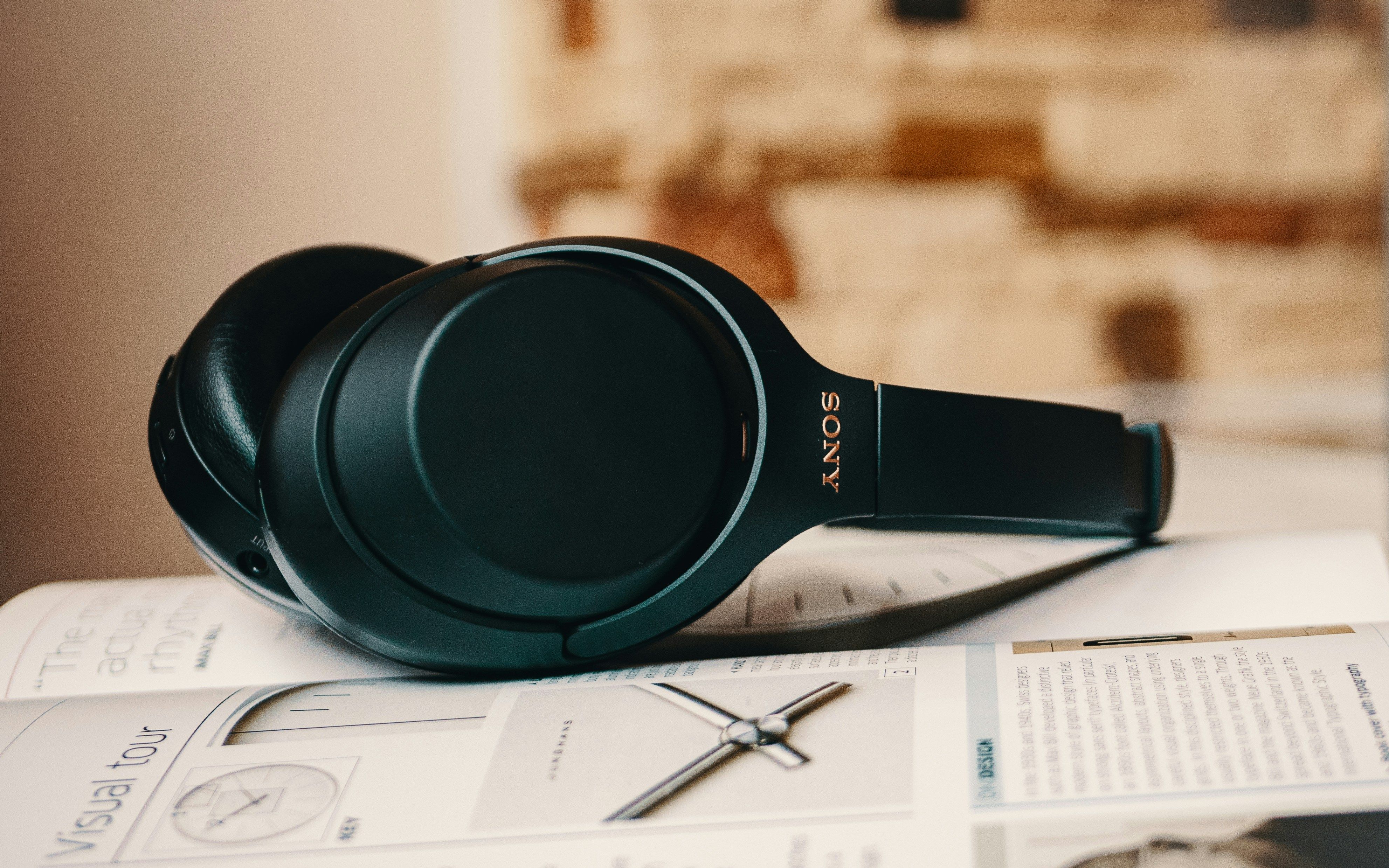 Black Sony wireless headphones