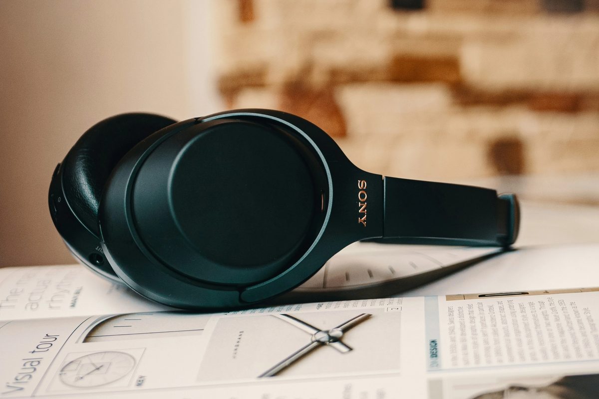 Black Sony wireless headphones