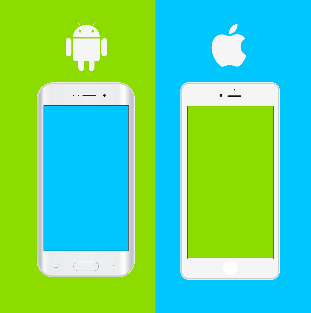 Android OS and Apple iOS side by side