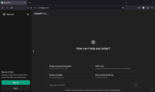 ChatGPT prompt screen